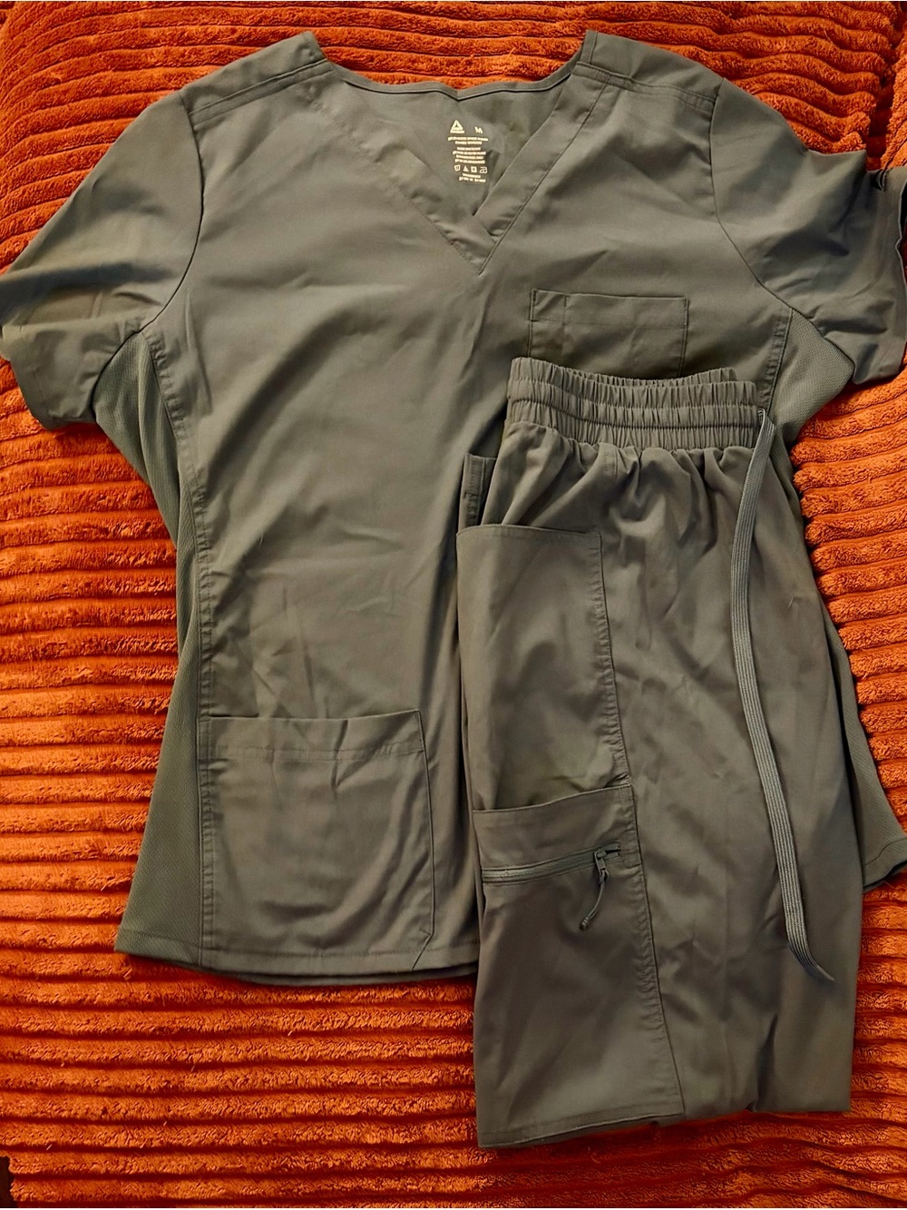 Blue-Gray Reebok Scrub Set - Top & Drawstring Pants